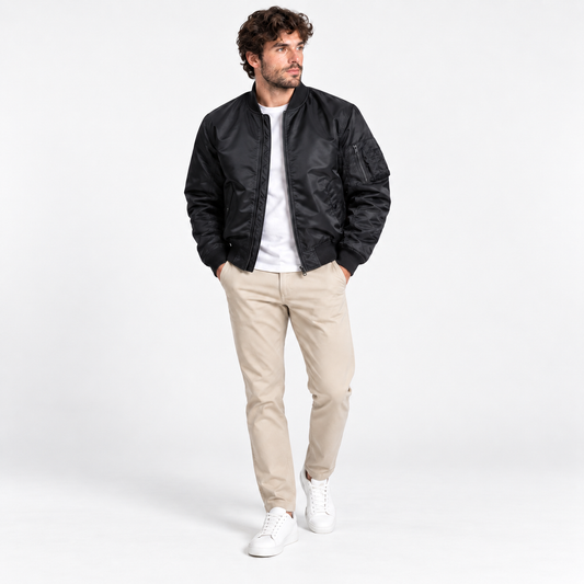Men's Bomber Jacket editorial front pose