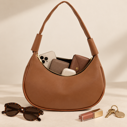 Bolsa Feminina Meia Lua – Bolsa de Ombro Feminina, Bolsa Pequena Casual com Zíper