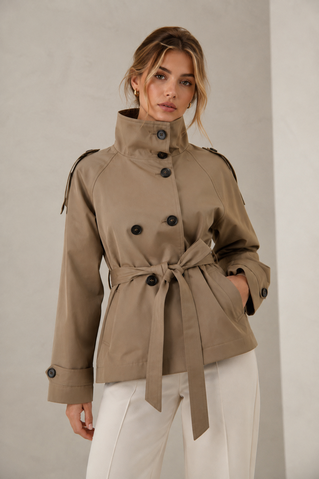 Women's Trench Coat Belted Lightweight Autumn Jacket