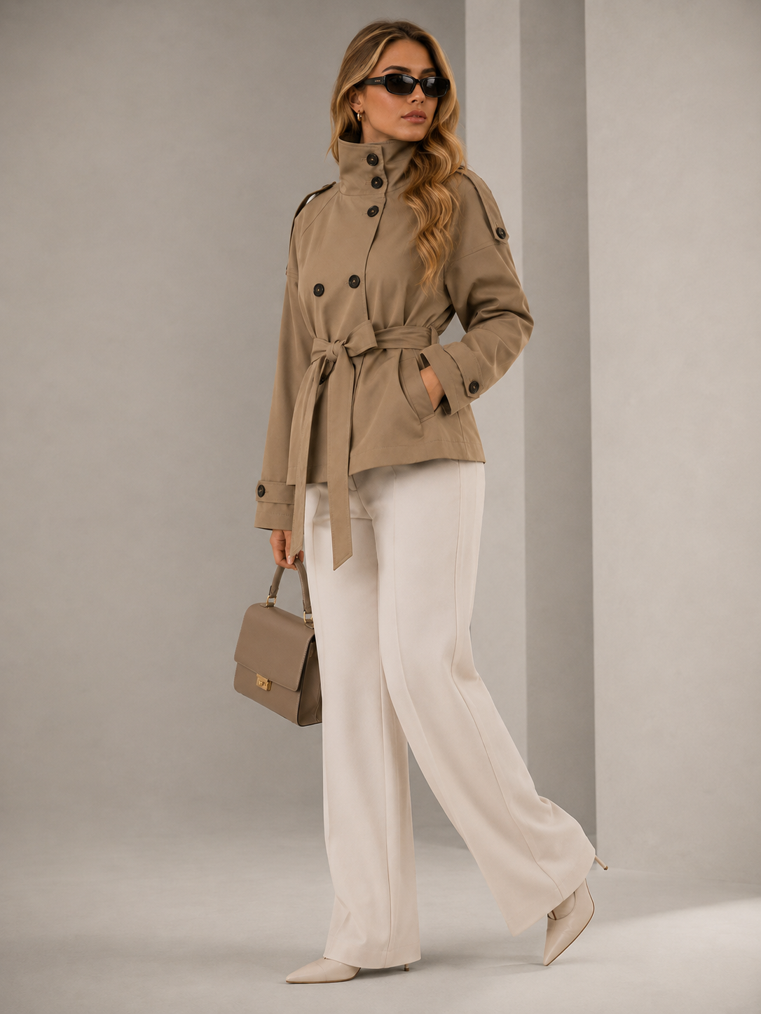 Women's Trench Coat Belted Lightweight Autumn Jacket
