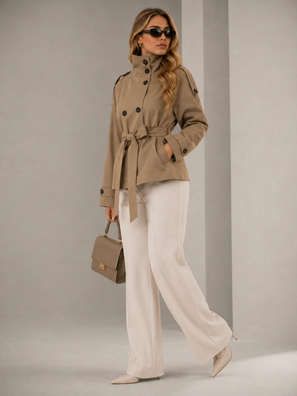 Women's Trench Coat Belted Lightweight Autumn Jacket