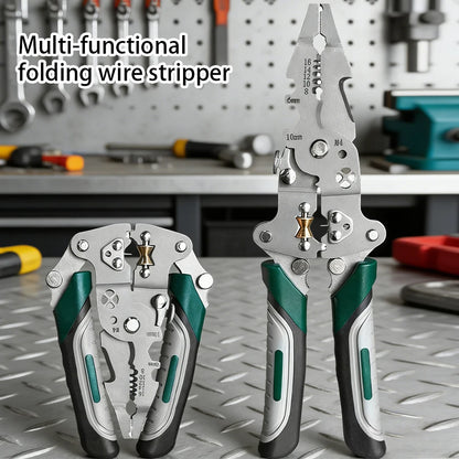 Foldable Wire Stripper &amp; Crimping Pliers – Multi-Function Electrician Hand Tool