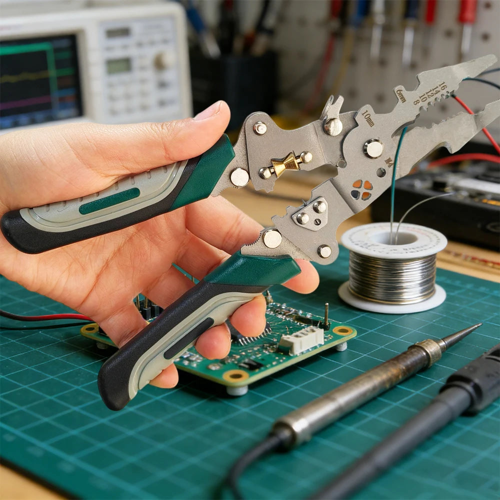Foldable Wire Stripper &amp; Crimping Pliers – Multi-Function Electrician Hand Tool