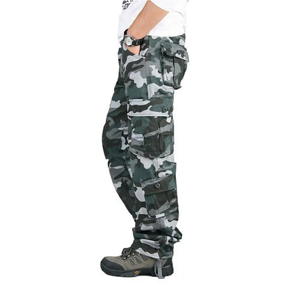 Men's Cotton Cargo Trousers – 6 Pocket Loose Fit Outdoor Work Trousers
