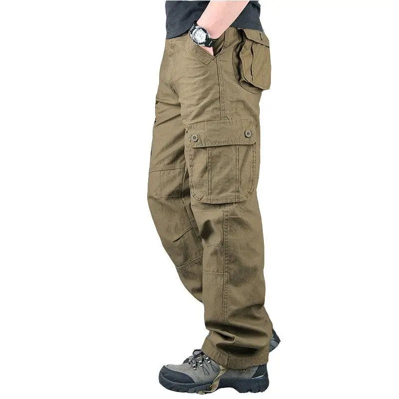 Men's Cotton Cargo Trousers – 6 Pocket Loose Fit Outdoor Work Trousers