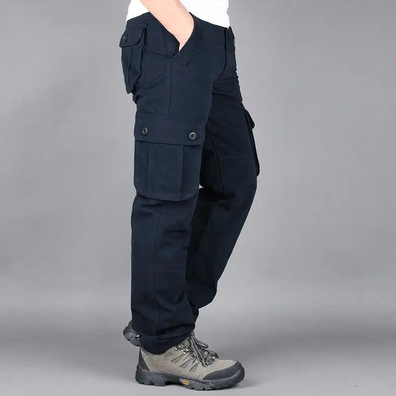 Men's Cotton Cargo Trousers – 6 Pocket Loose Fit Outdoor Work Trousers