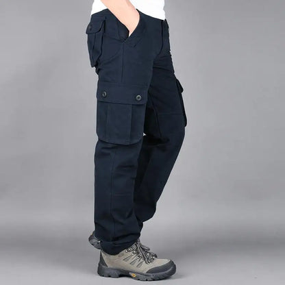 Men's Cotton Cargo Trousers – 6 Pocket Loose Fit Outdoor Work Trousers