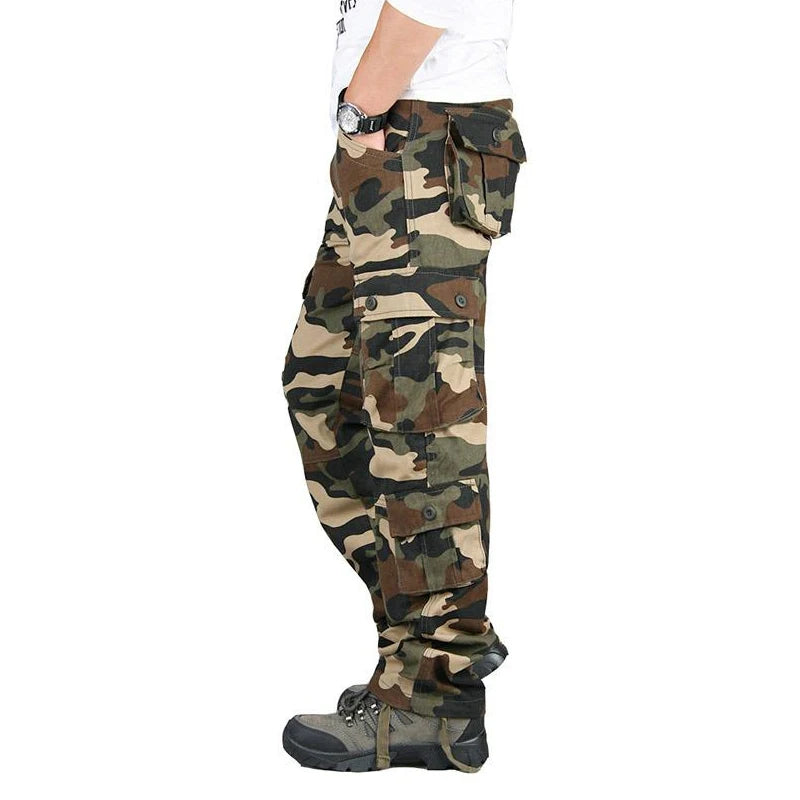 Men's Cotton Cargo Trousers – 6 Pocket Loose Fit Outdoor Work Trousers