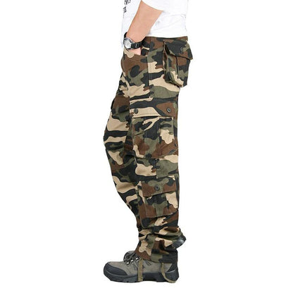 Men's Cotton Cargo Trousers – 6 Pocket Loose Fit Outdoor Work Trousers
