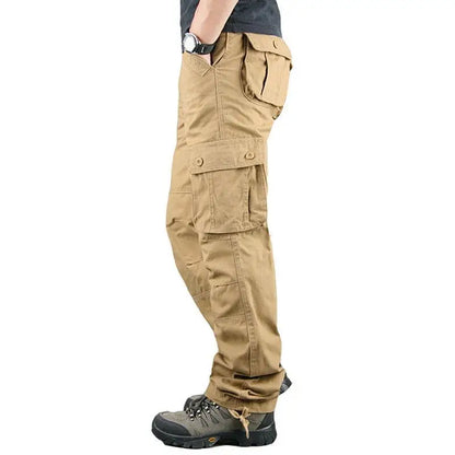 Men's Cotton Cargo Trousers – 6 Pocket Loose Fit Outdoor Work Trousers