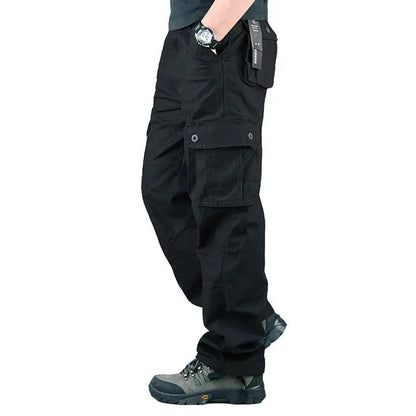 Men's Cotton Cargo Trousers – 6 Pocket Loose Fit Outdoor Work Trousers