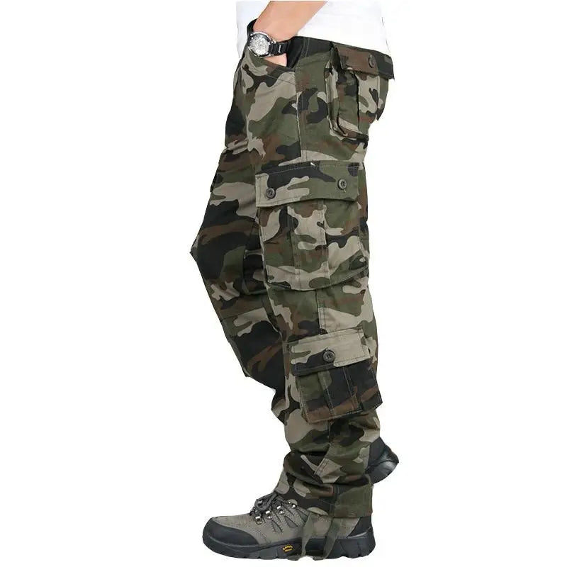 Men's Cotton Cargo Trousers – 6 Pocket Loose Fit Outdoor Work Trousers