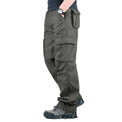 Men's Cotton Cargo Trousers – 6 Pocket Loose Fit Outdoor Work Trousers