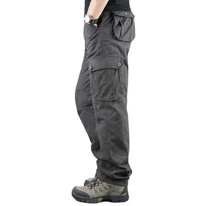 Men's Cotton Cargo Trousers – 6 Pocket Loose Fit Outdoor Work Trousers