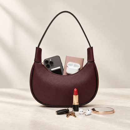 Bolsa Feminina Meia Lua – Bolsa de Ombro Feminina, Bolsa Pequena Casual com Zíper