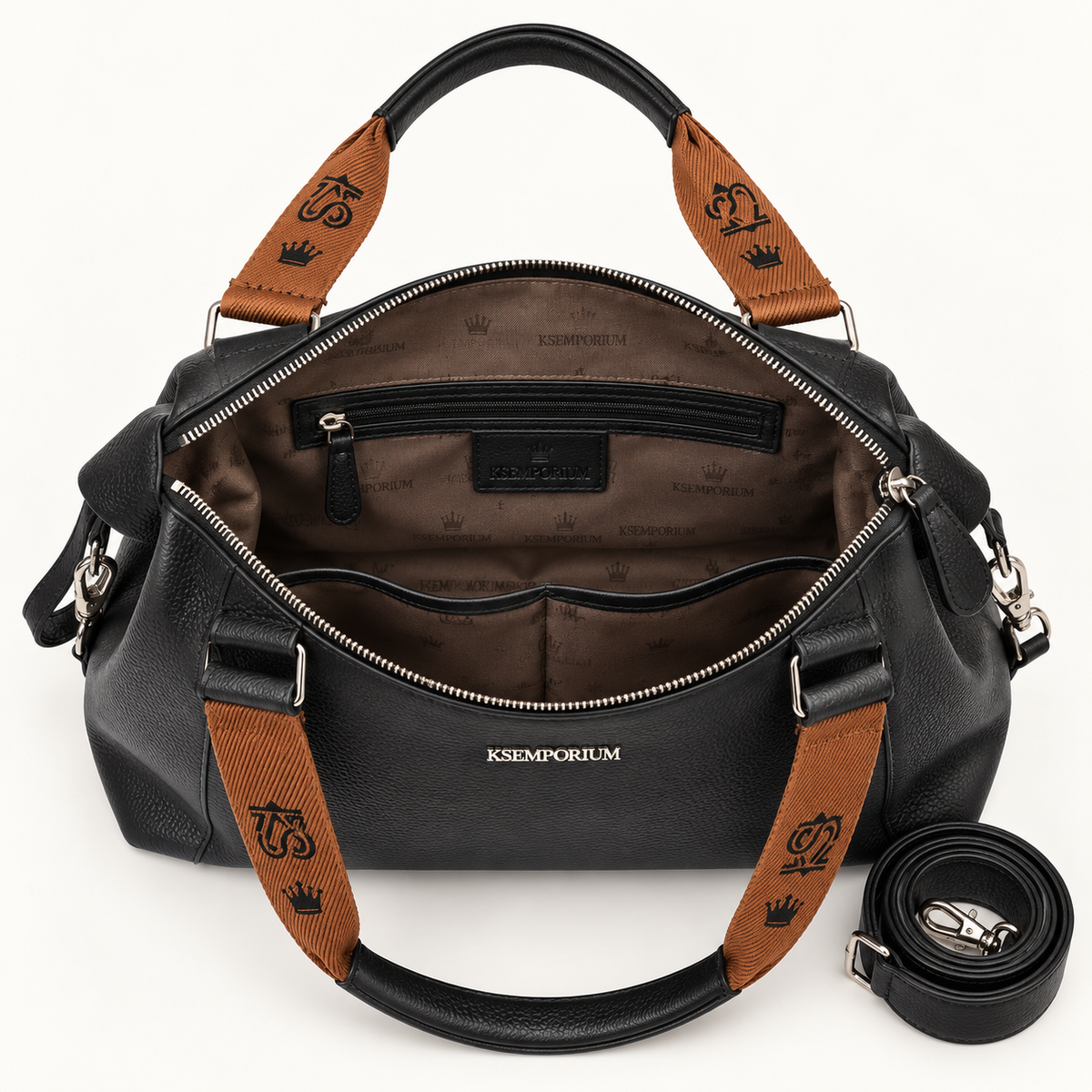 Interior e organização da Bolsa Feminina Grande Berlim preta