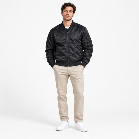 Men's Bomber Jacket hero front view on male model